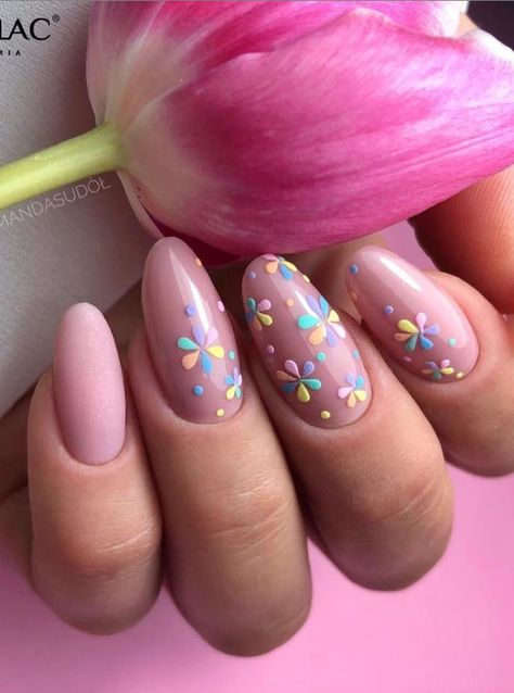 Flowers Nails, Almond Nail Art, Square Nail Designs, Floral Nail Designs, Floral Nail Art, Spring Nail Art, Easter Nails, Floral Nails, Cool Nail Designs