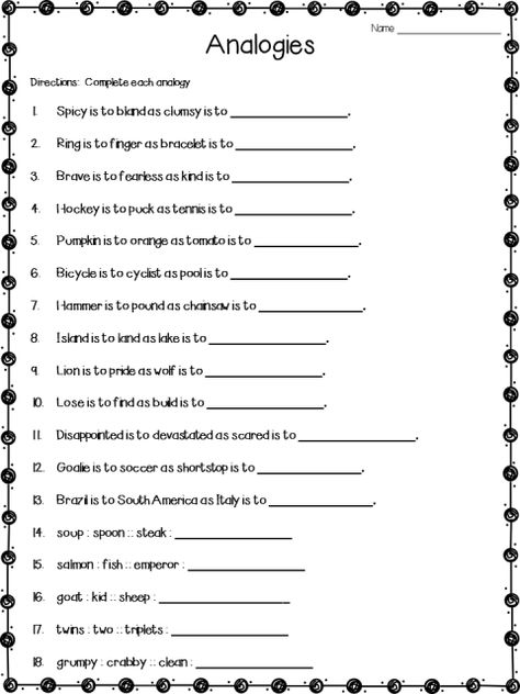 analogies Analogies Anchor Chart, Analogies Worksheet, Analogies Activities, Word Analogies, Writing Binder, 5th Grade Language Arts, 6th Grade Worksheets, Weather Worksheets, Kirito Kirigaya