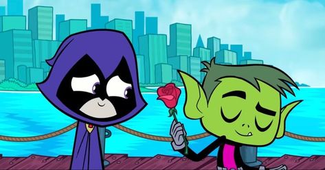 Teen Titans Go Characters, Commissioner Gordon, Raven Teen Titans Go, Teen Titans Love, Raven Beast Boy, Teen Titans Fanart, Its A Boy Banner, Tv Show Couples, Teen Titan