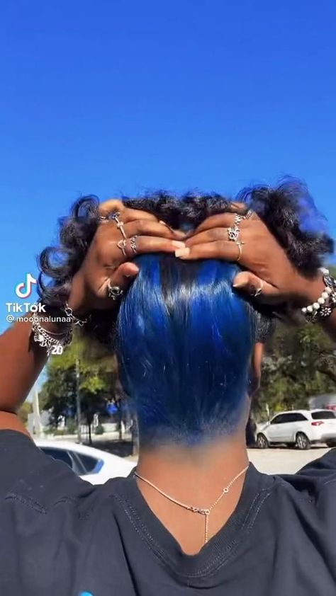 Butterfly effect [Video] | Curly hair styles easy, Wild hair color, Blue hair Back Colored Hair, Blue Hair Color On Black Women Natural, Slick Back Braided Ponytail Weave Color, Hair Color Inspiration For Black Hair, Blue Black Natural Hair, Color Patches In Hair, Navy Blue Natural Hair Black Women, Skunk Patch Natural Hair, Blue Silk Press Natural Hair