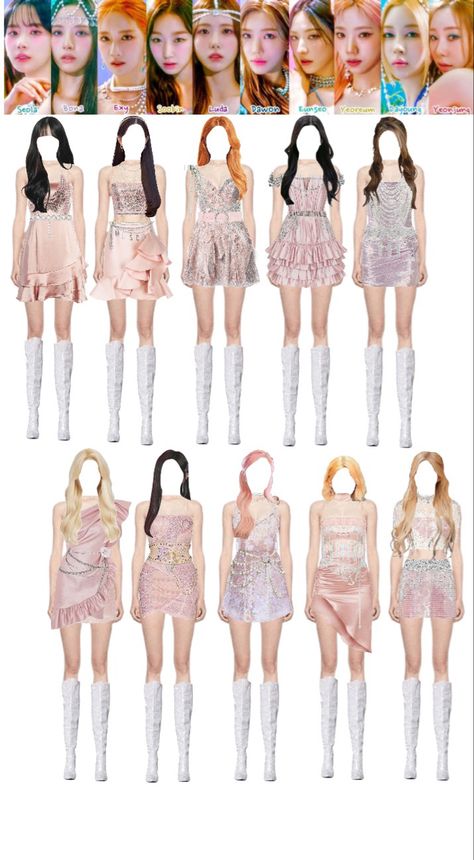 kpop fame dr shifting ten members stage outfit Wjsn Last Sequence, Sequence Outfits, Group Shifting, Bts Inspired Outfits, Preformance Outfits, Hair Png, Stage Outfit, Kpop Group, Fashion Illustration Dresses