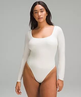 Women's Wundermost Clothes | lululemon In The Feels, Chic Business Casual, Bodysuit Designs, Square Neck Bodysuit, The Feels, Womens Long Sleeve Shirts, Lululemon Women, Business Casual Outfits, Womens Bodysuit