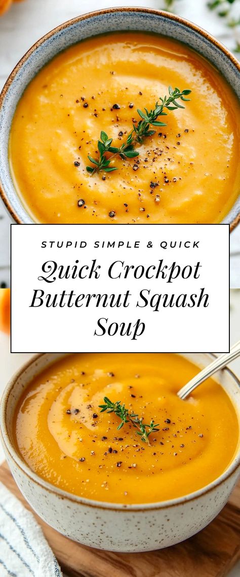 Image for Quick Crockpot Butternut Squash Soup Crockpot Butternut Squash Recipes, Crockpot Butternut Squash Soup, Crockpot Butternut Squash, Slow Cooker Butternut Squash Soup, Butternut Squash Slow Cooker, Butternut Squash Soup Crockpot, Slow Cooker Butternut Squash, Soup Lovers, Soup Crockpot