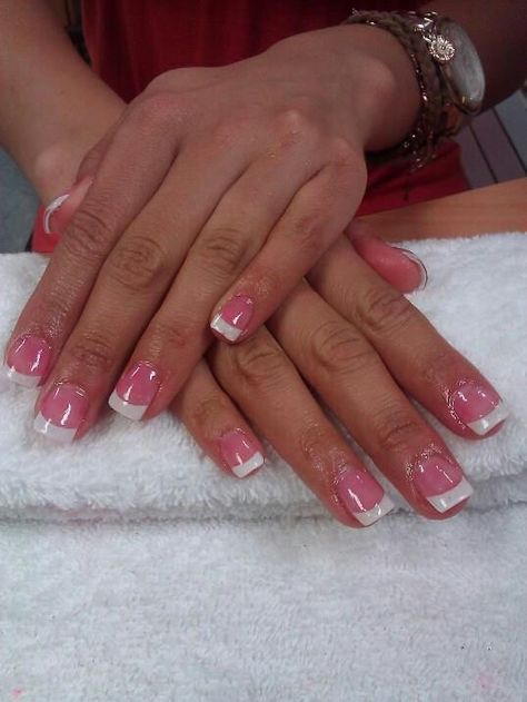 Dark Pink and White acrylic nails Nails Pink And White, Pink French Manicure, 2019 Nails, Nails 2018, Nagellack Trends, New Nail Designs, White Acrylic Nails, French Tip Acrylic Nails, Pink French