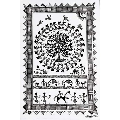 Bastar Art Painting, Warli Art Designs, Chittara Art, Warli Drawing, Warli Paintings, Phad Painting, Worli Painting, Warli Painting, Warli Art