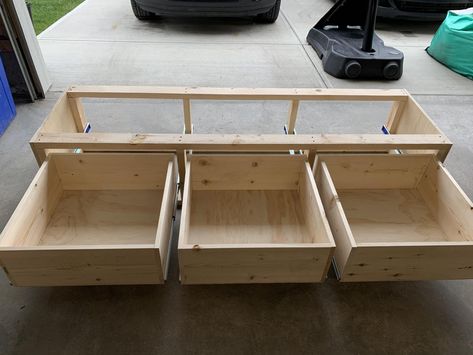 Diy Bench With Drawer Storage, Drawer Bench Seat, Built In Storage Bench Entryway, Entryway Bench With Window, Diy Bench Seat With Drawers, Diy Mudroom Bench With Drawers, Diy Storage Bench With Drawers, Build A Bench With Storage, Entry Bench With Drawers