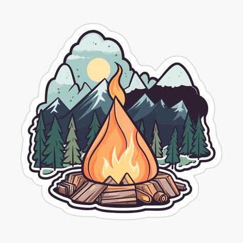 Get my art printed on awesome products. Support me at Redbubble #RBandME: https://www.redbubble.com/i/sticker/Go-Camping-by-lastgirlscout/144619967.EJUG5?asc=u Camp Stickers, Mountain Stickers, Camping Stickers, Stickers Random, Zoo York, Sticker Template, Go Camping, Mountain Landscape, Sticker Art