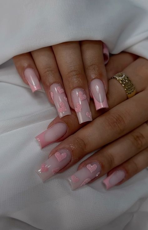 35 New Nail Ideas for 2023 to Inspire You Valentines Cute Outfits, Acrylic Nails Valentines, Pink And White Nails, Girly Acrylic Nails, Her Nails, Classy Acrylic Nails, Acrylic Nails Coffin Pink, Unique Acrylic Nails, Bling Acrylic Nails