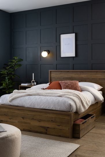 Wooden Base Bed, Wooden Bed Frame Design, Wooden Bed Bedroom, Bedroom Wooden Bed, Bedroom Sets Furniture King, Wooden Bed With Storage, Rustic Bedroom Design, Storage Bed Frame, Couple Room