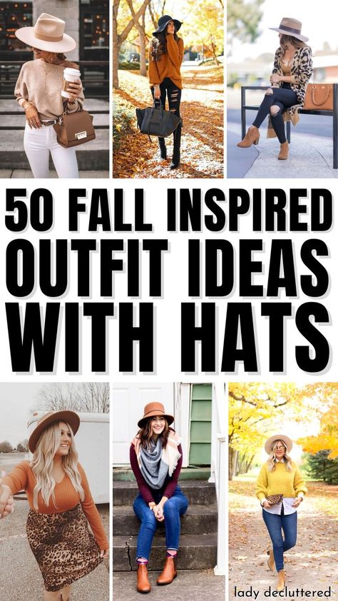 50 Fall Inspired Outfit Ideas with Hats Fall Hat Outfits For Women, Fall Hats For Women Outfits, Outfit Ideas With Hats, Cute Outfits With Hats, Boho Hat Outfit, Fall Hat Outfits, Winter Hat Outfit, Country Fall Outfits, Fall Outfits With Hats