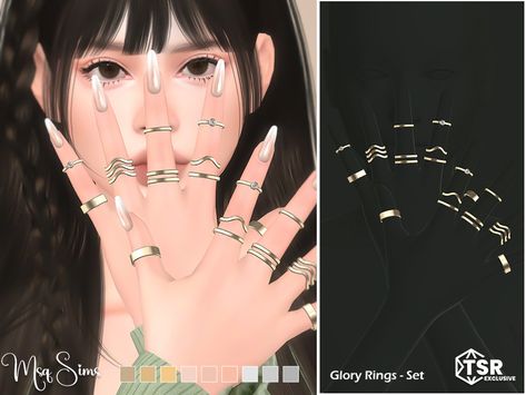 The Sims Resource - Glory Rings Set Sims4 Cc Rings, Sims 4 Nails, Sims Stories, Sims 4 Tsr, Y2k Rings, Sims 4 Bedroom, Sims 4 Body Mods, Marriage Ring, Y2k Jewelry