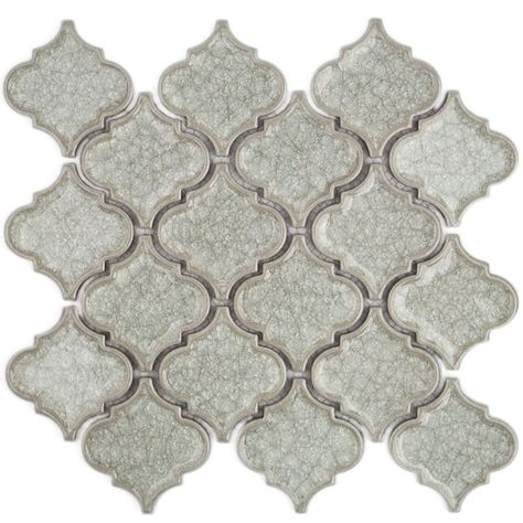 Sample- Roman Frosty Morning Arabesque Glass Polished Mosaic Tile Patterned Wall Tiles, White Lanterns, Splashback Tiles, Ivy Hill Tile, Porcelain Mosaic Tile, Mosaic Wall Tiles, Subway Tiles, Glass Floor, Mosaic Flooring