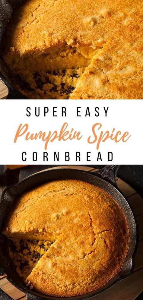 Pumpkin Spice Cornbread, Cornbread Thanksgiving, Pumpkin Cornbread Recipe, Flavored Cornbread, Classic Cornbread, Seasonal Recipes Fall, Pumpkin Cornbread, How To Make Cornbread, Pumpkin Puree Recipes