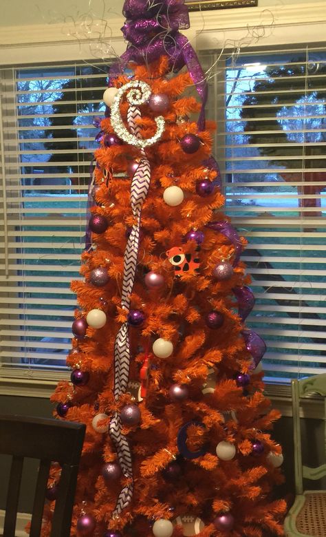 Clemson Christmas Tree, Holiday Event Decor, Clemson Fans, Go Tigers, Clemson Football, Cheap Christmas Gifts, Cheap Christmas, Christmas Tree Ideas, Clemson Tigers