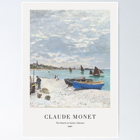 Gallery exhibition poster of Claude Monet's famous painting "The Beach at Sainte-Adresse" Painting The Beach, Exhibit Poster, Gallery Exhibition, Oil Pastels, Poster Poster, Exhibition Poster, Claude Monet, Oil Pastel, Art Boards