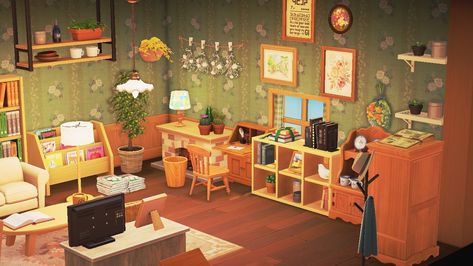 Relaxing Reading Room Acnh, Animal Crossing Reading Room, My Relaxing Reading Room Animal Crossing, Relaxing Reading Room, Acnh House, Relaxing Reading, Flower Bedroom, Happy Home Designer, Acnh Ideas