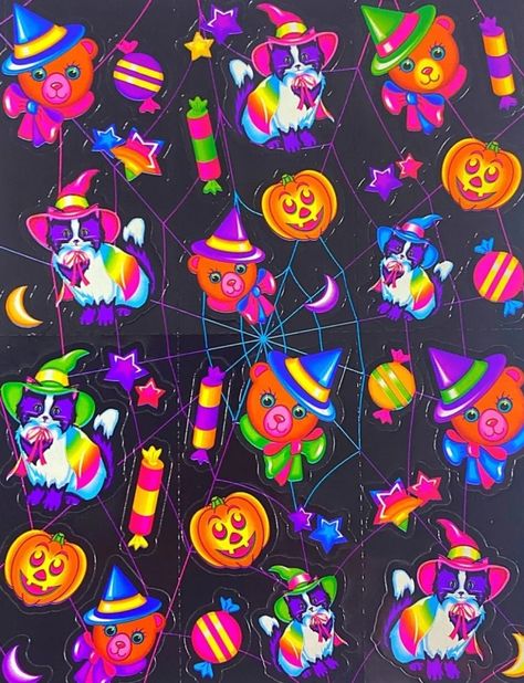 Halloween Apple Watch Wallpaper, Lisa Frank Halloween, 90s Kids Remember, Halloween Apples, Halloween 90s, Lisa Frank Stickers, 90s Halloween, Cute Fall Wallpaper, Felt Halloween