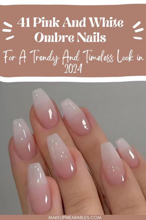 41 Pink and White Ombre Nails for A Trendy and Timeless Look Wedding Nails Pink Ombre, Ombre Nail Styles, Ombré With Design, Short Classy Nails Ombre, American Acrylic Nails Natural, Natural Glitter Ombre Nails, Bride Nails Dip Powder, Ballerina Neutral Nails, Ombré Neutral Nails