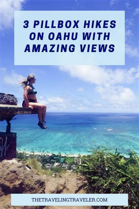 A Guide to the Lanikai Pillbox Hikes on Oahu Hawaii | Hiking on Oahu | Puu o Hulu or Pink Pillbox | Ehukai Pillboxes | Kaiwa Ridge | Oahu hikes | Where to go on Oahu | Where to hike in Hawaii… Traveling Speech Therapist, Lanikai Pillbox Hike, Hawaii Hiking, Travel Therapy, Hawaii Vacation Tips, Oahu Hikes, Hawaii Hikes, Oahu Travel, Hawaii Destinations