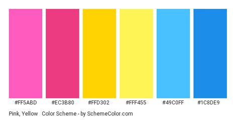 Color scheme palette image Pink Yellow Blue Palette, Blue Yellow Pink Color Palette, Blue Pink Yellow Color Palette, Hexadecimal Color, Blue Names, Pink Names, Yellow Colour Scheme, Color Palette Yellow, Color Celeste