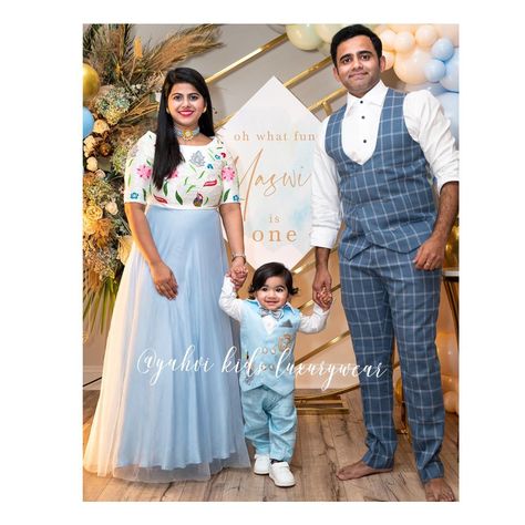 Yahvikidsluxurywear on Instagram: “Happy client Diaries : @soumyachirumalle thanks for choosing @yahvidesigns to be part of your celebrations🥳. He looks dapper 😎and we…” Son Birthday Party Mom Outfit, 1st Birthday Party Dress For Mom, Baby Boy 1st Birthday Dress Ideas, Family Combo Dress For Birthday, Family Outfits For Birthday Party Indian, First Birthday Family Outfits Indian, 1st Birthday Outfit For Mom, 1st Birthday Dress For Baby Boy, 1st Birthday Outfit For Family