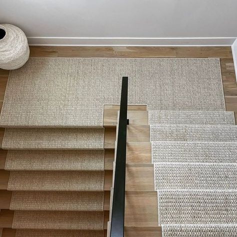 Stanton on Instagram: "Simple, durable, and perfect as a stair runner! (Style: Barron)  @artioli_floor_covering #stantoncarpet #carpetrunner #carpetlove #luxurycarpet #interiordesign #stairrunner #staircases #homeinspo #luxurydesign #woolcarpet #staircasedesign #handloomed" Stairs Rug Runner, Plain Stair Runner, Chalet Moodboard, Staircase With Runner, Runner Stairs, Wool Stair Runner, Stair Rug Runner, Runner Style, Stanton Carpet