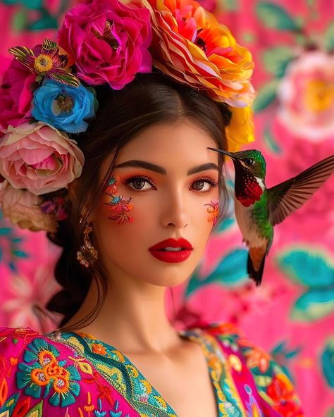 The Hummingbird 🪶🌺 #ai #aiart #aifw #aifashion #fashionphotography #midjourney #hummingbird #colibri #vibrantcolors #dreams #fleetwoodmac #weekendvibes Mexican Inspiration, Fairytale Food, Frida Kahlo Paintings, Kahlo Paintings, Ballet Folklorico, Face References, Frida Art, Cocktail Photography, Halloween Makeup Pretty