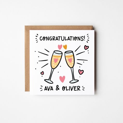 Engagement Cards Messages, Wedding Congratulations Card Handmade, Congratulations Cards Handmade, Congratulations Wedding Card, Wedding Congratulations Card, Celebration Card, Engagement Card, Wedding Congratulations, Paint Cards