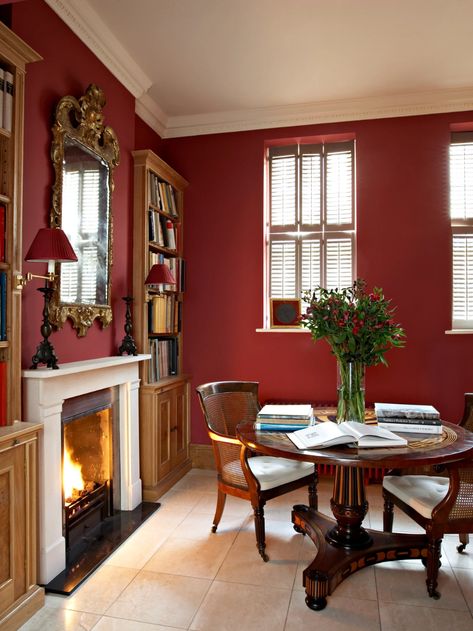 Red Paint Room Ideas and Inspiration ... Red Living Room Walls, Red Living Room Decor, Red Paint Colors, Red Dining Room, Red Living, Diy Backsplash, Living Room Red, Bedroom Red, Red Rooms