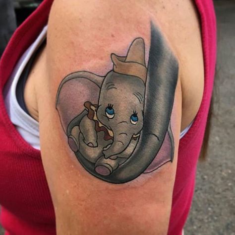 Disney Dumbo Tattoo, Tattoo Ideas Disney, Dumbo Tattoo, Tattoo Ideas For Moms, Trendy Tattoo Ideas, Teacup Tattoo, Mother Son Tattoos, Mom Daughter Tattoos, Elephant Tattoo Design