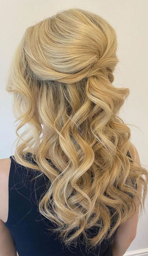 40 Half Up Half Down Hairstyles The Perfect Balance of Sophistication : Glam, Sleek & Modern Half Up Hairstyle For Js Prom, Prom Curls, Hairstyles Slick, Teacher Hairstyles, Js Prom, Curled Prom Hair, Down Curly Hairstyles, Curly Braided Hairstyles, Quotes Creativity