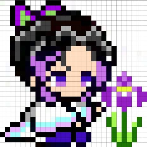 Giyuu Pixel Art, Pixel Art Anime Easy, Pixel Drawing Anime, Pixel Art Pattern Anime, Demon Slayer Pixel Art, Pixelart Minecraft, Minecraft In Real Life, Modele Pixel Art, Easy Pixel Art