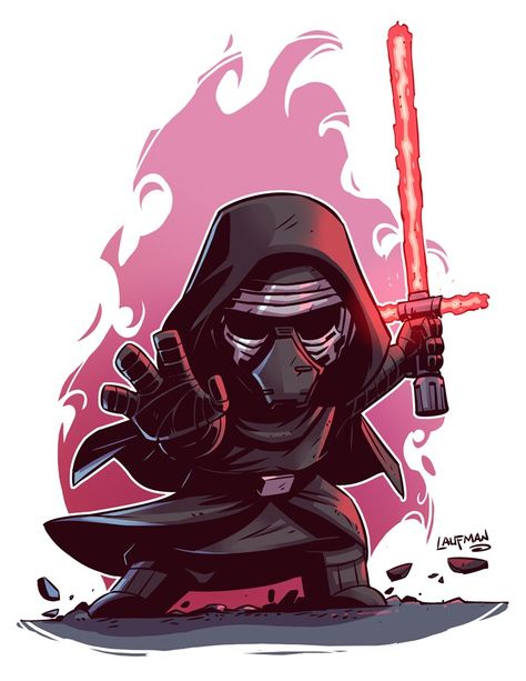 Kylo Ren Derek Laufman, Star Wars Cartoon, Chibi Marvel, Star Wars Character, Dark Vador, Poe Dameron, Star Wars Drawings, Star Wars Tattoo, Hayden Christensen