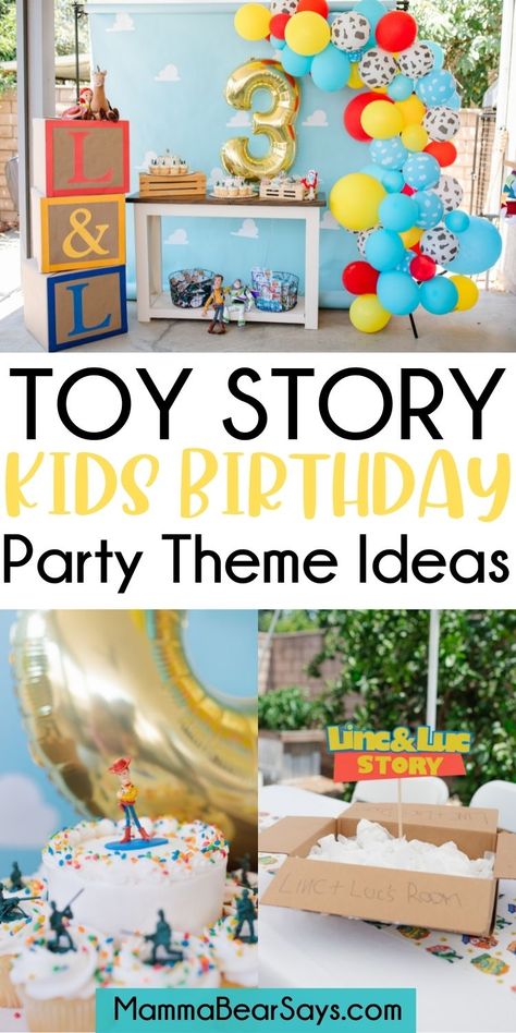 Toy Story Birthday Party - Mamma Bear Says Jesse And Woody Birthday Party, Toy Story Twins Birthday, Toy Story Birthday 3rd Party Ideas, Toy Story Bday Party, 3rd Birthday Toy Story Theme, Toy Story Third Birthday Party Ideas, You’ve Got A Friend Who’s 3 Birthday, 3rd Toy Story Birthday Party Ideas, Toy Story 3rd Birthday Party Ideas