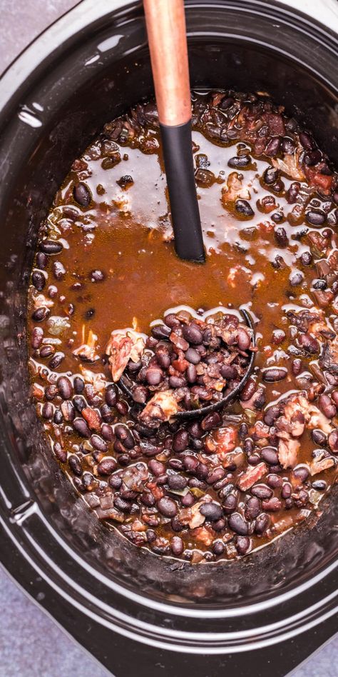 Slow Cooker Black Bean Soup is made with dry beans and flavored with a ham hock. Flavorful and makes a wonderful hearty dinner. - The Magical Slow Cooker Slow Cooker Black Bean Soup, Blessing Boxes, Bean Soups, Slow Cooker Soups, Magical Slow Cooker, Crockpot Soups, Beans In Crockpot, Slow Cooker Black Beans, Black Bean Soup Recipe