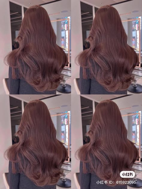 Dusty Rose Brown Hair, Pinkish Brown Hair, Strawberry Brown Hair, Pink Brown Hair, Hair Color For Warm Skin Tones, Hair Dye Shades, Brown Hair Color Shades, Korean Hair Color, Hair Color Underneath