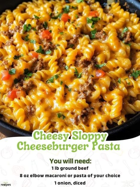 Paula Deen Group | Cheesy Sloppy Cheeseburger Pasta Delight | Facebook Cheesy Sloppy Cheeseburger Pasta Delight, Cheese Burger Pasta, Burger Pasta, Rachel Ray Recipes, Cheeseburger Pasta, Pasta Pasta, Elbow Macaroni, Paula Deen, Cheeseburger