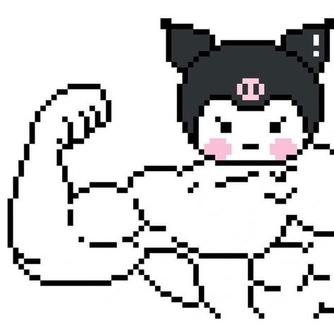 Art Hello Kitty, Pixel Art, Hello Kitty, Kitty, Pink, Black, Art