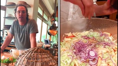 Camila Alves McConaughey and husband Matthew McConaughey have been keeping busy making their favorite recipes, including this one for no-mayo coleslaw. No Mayo Coleslaw With Apple, No Mayo Coleslaw, Healthy Coleslaw Recipes, Healthy Coleslaw, Slaw Recipes, Coleslaw Mix, Cabbage Salad, Coleslaw Recipe, Matthew Mcconaughey