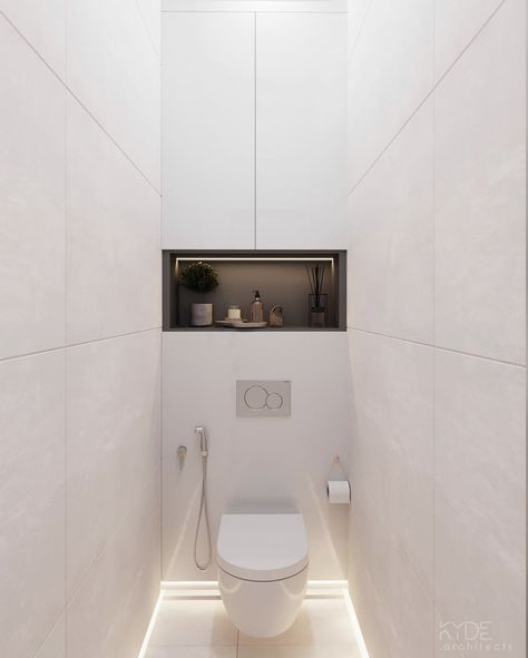 Small Toilet Design, New Bathroom Designs, Toilet Tiles, White Marble Bathrooms, Wc Design, Small Bathroom Layout, Small Toilet Room, Bathroom Shower Design, Small Toilet