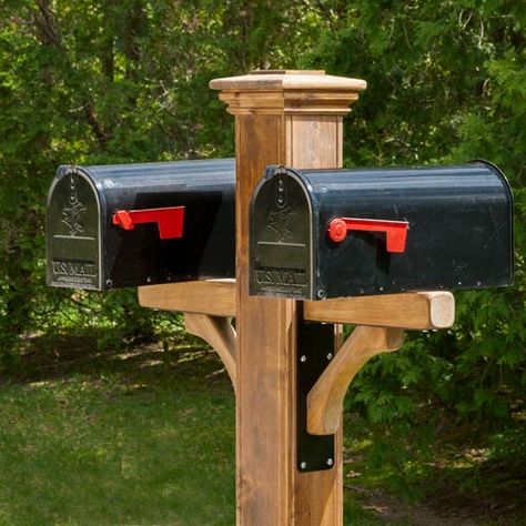 Mailbox Post Ideas, Double Mailbox, Double Mailbox Post, Mailbox Holder, Farmhouse Mailboxes, Country Mailbox, Rustic Mailboxes, Mailbox Stand, Cool Mailboxes