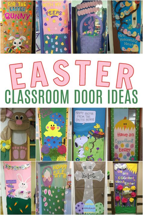 Easter Class Door Decorations, Easter Preschool Door Ideas, Easter Door Decorations Classroom Preschool, Christian Easter Door Decorations Classroom, Easter School Door Decorations, Easter Doors For Classroom, Spring Teacher Door Ideas, Easter Door Ideas, Easter Door Decorations For School