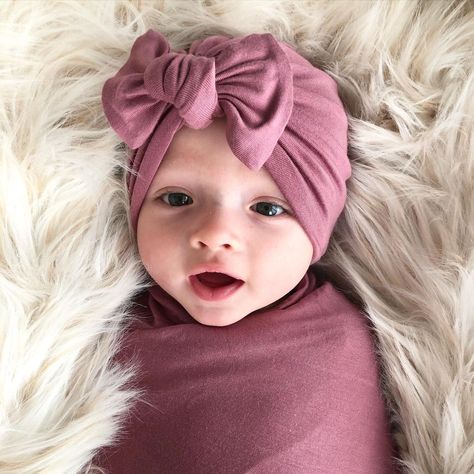 Baby Swaddles + Turbans + More on Instagram: “My face when I realize Mauve swaddles will be here in less than two weeks!!! 😊 . Mauve turban available now!!!” Hat Turban, Toddler Turbans, Baby Top Knot, Newborn Turban, Stylish Baby Girls, Newborn Beanie, Baby Turban, Baby Hair Accessories