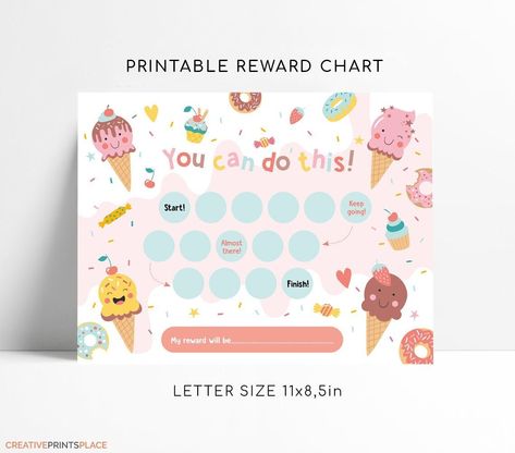 Printable Ice Cream Sticker Reward Chart, Ice Cream Reward Charts, Instant Download, Cute Summer Behavior Charts, Toddler Reward Charts Sticker Reward Chart, Printable Ice Cream, Happy Ice, Toddler Reward Chart, Ice Cream Sticker, Behavior Charts, Printable Reward Charts, Reward Charts, Reward Chart Kids