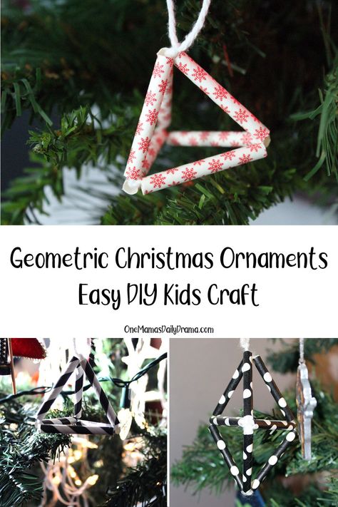 Decorate your tree by making fun geometric Christmas ornaments using paper straws. This kids craft is perfect for holiday family fun! Geometry Ornament Project, Geometry Christmas Ornament Project, Math Christmas Tree, Math Ornaments Diy, Math Ornaments, Math Christmas Ornaments, Daily Drama, Easy Diy Kids, Christmas Vouchers