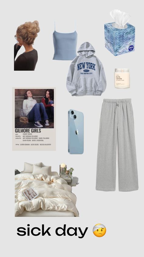 #sickday #gilmoregirls Sick Outfit Comfy, Sick Routine, Sick Day Aesthetic, Sick Day Outfit, Sick Day Essentials, Period Tips, Sick Remedies, Period Hacks, Day Aesthetic