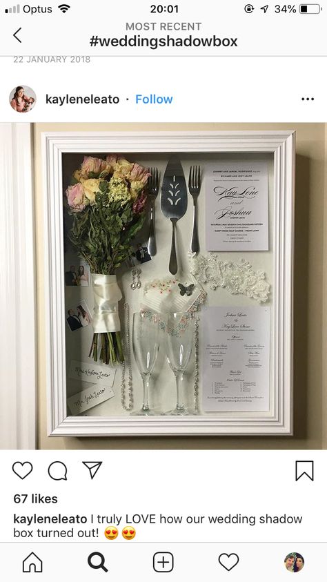 Wedding Memorabilia Display, Wedding Keepsake Ideas, Wedding Shadow Box Ideas, Framed Vows, Wedding Photo Wall Display, Wedding Photo Walls, Photo Wall Display, Wedding Shadow Box, Wedding Memory Box