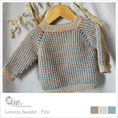 Lorenzo Sweater - P261 Knitting pattern by OGE Knitwear Designs Toddler Top, Knitting Tools, Pdf Knitting Pattern, Knitwear Design, Slip Stitch, Third Party, Pattern Making, Knitting Pattern, Baby Shop