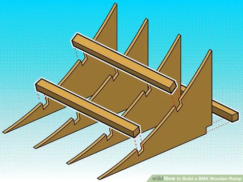 How to Build a BMX Wooden Ramp: 5 Steps (with Pictures) - wikiHow Kids Bike Track, Parkour Equipment, Bmx Ramps, Skatepark Design, Wooden Ramp, Mini Ramp, Skate Ramps, Home Recording Studio Setup, Skate Ramp