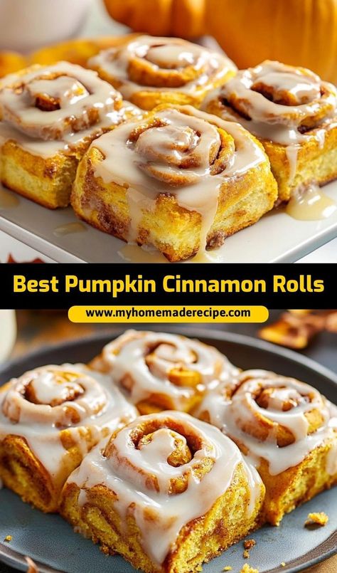 These best pumpkin cinnamon rolls are the ultimate cinnamon rolls for fall. Soft, spiced, and filled with pumpkin flavor, they’re the perfect rolls for a cozy breakfast or dessert Maple Frosting, Thanksgiving Breakfast, Pumpkin Cinnamon Rolls, Pumpkin Roll, Delicious Thanksgiving, Pumpkin Treat, Maple Glaze, Cinnamon Flavor, Cinnamon Rolls Recipe